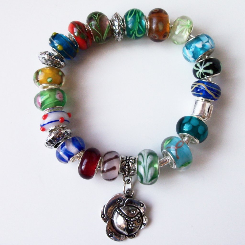 Silver Plated Lampwork Bracelet (#1051)